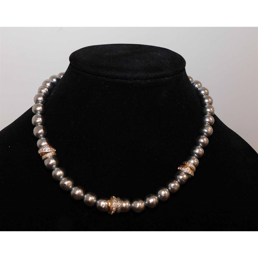 New Brighton Neptunes Gray Pearl Jeweled Choker Necklace 19 inch‎